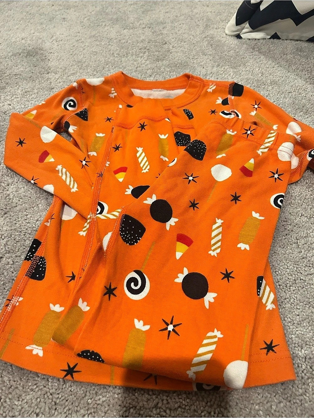 Hanna Andersson Long John Pajamas in Organic Cotton Orange & Black Size 120 cm (
